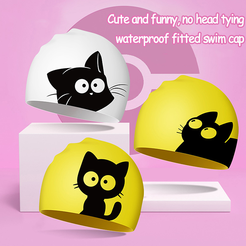 Swim Hat Silicone - Gorro de natación de gato bonito